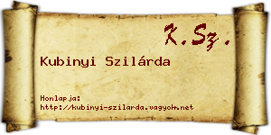 Kubinyi Szilárda névjegykártya